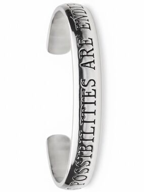 Womens Silver Plated Stainless Steel Cuff Bracelet